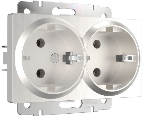 Розетка с заземлением без рамки Werkel 1-м. 2-мод. перламутровый рифленый фото Розетка с заземлением без рамки Werkel 1-м. 2-мод. перламутровый рифленый картинка